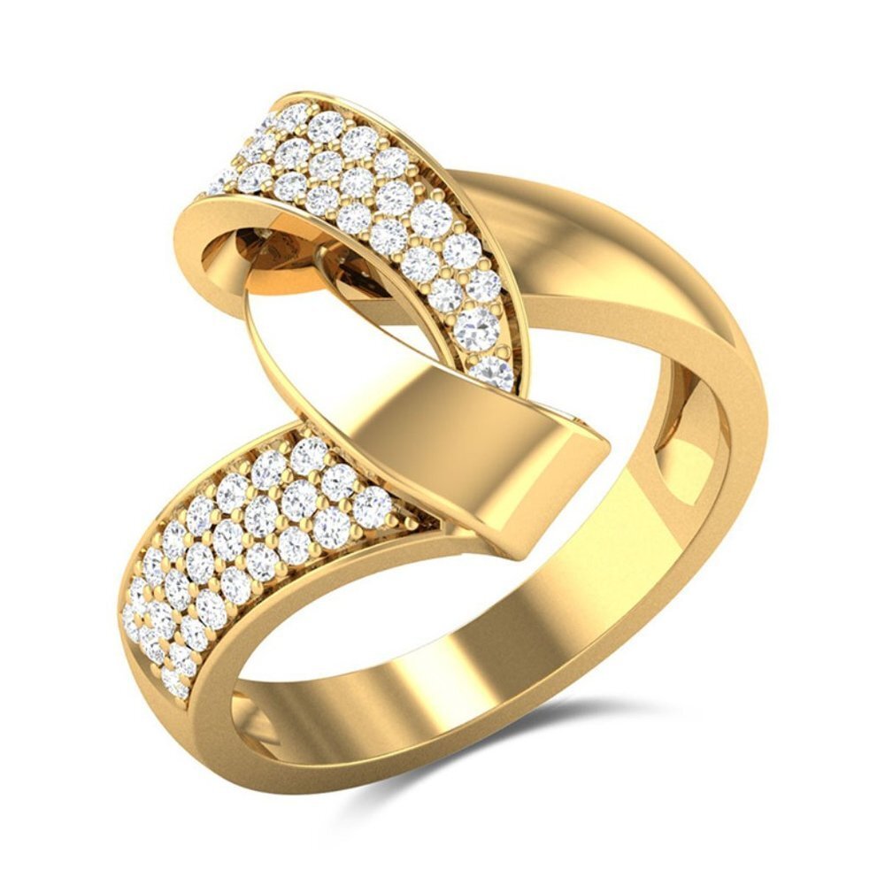🍁 Fashion Twisted Cross Design Zircon Gold Rings for Women, EVGG1245